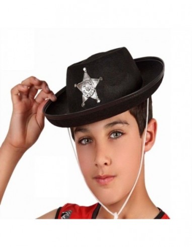 Cowboy Sheriff Hut Kinder schwarz